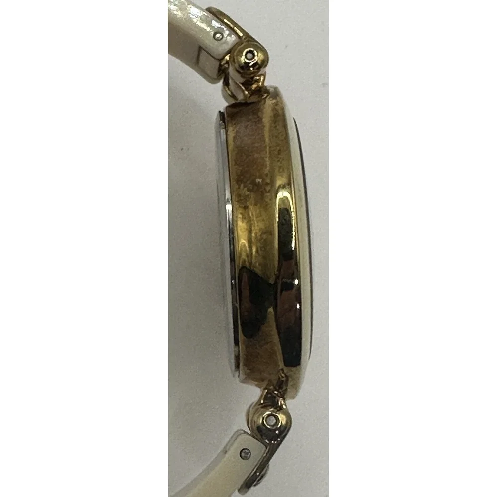 Anne Klein Women's Gold Tone White Acrylic Bracelet Watch AK1196 New Battery‎ Y